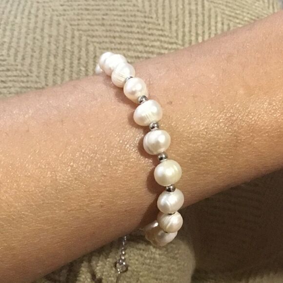 FRESHWATER PEARLS BRACELET SILVER FASHION JEWELRY BRACELET - Picture 1 of 4